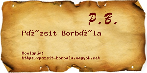 Pázsit Borbála névjegykártya