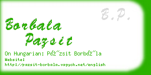 borbala pazsit business card